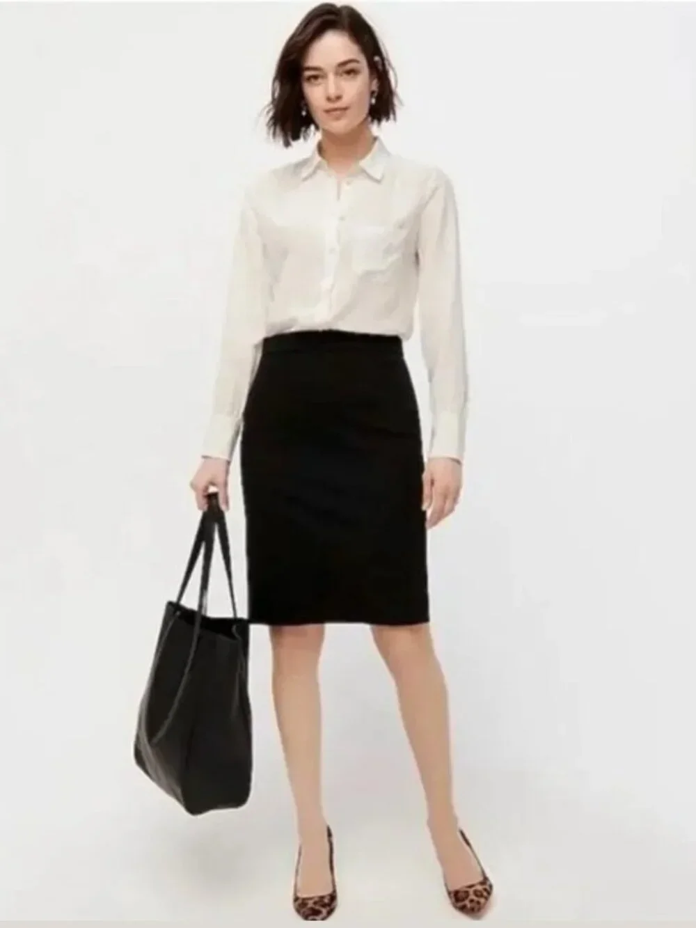 2/$30 J. Crew Pencil Skirt in Double-Serge Cotton Black 0 #A3281
